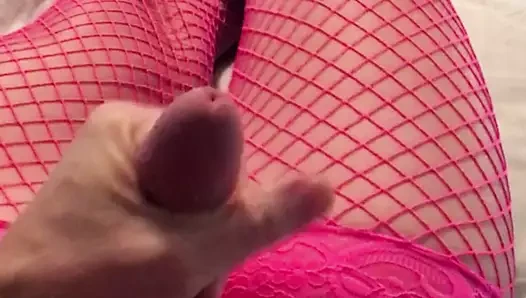 Holli 's quick morning jerk session in heels stockings thong