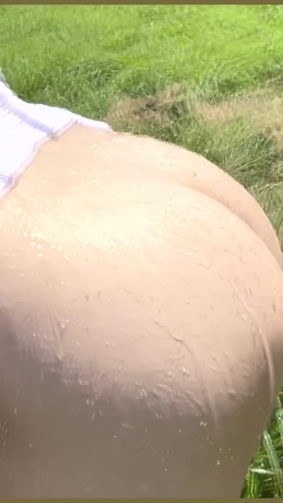 Thrilling moment from "Wifey showers fully nude at public shower near a hiking trail"