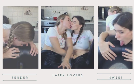 Sarışın ve esmer lateks tayt gösterisi