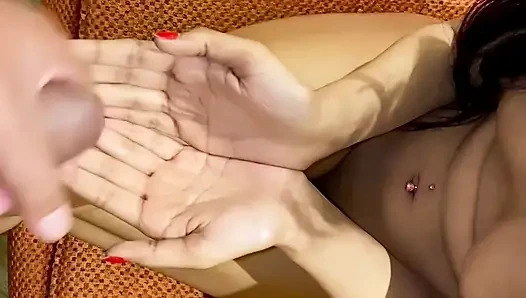 Horny Desi Pornstar Maya Sin Takes a Fan's Hot Load in Her Hand