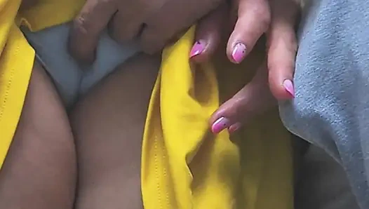 Girl Caught In Public Bus While She Stroking Stranger's Cock Until Ejaculation