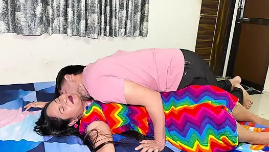 The girl lived in the living room with her boyfriend.