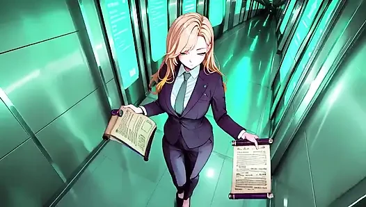 Blonde Boss in Purple Suit! Office Train Private Moments. She's Multitasking with Files While Secretly Adjusting Her Skirt...