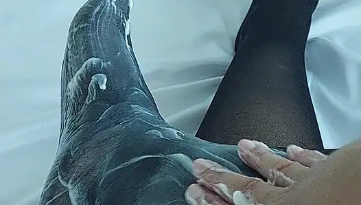 BLACK PANTYHOSE WITH LOTS OF COSMETICS