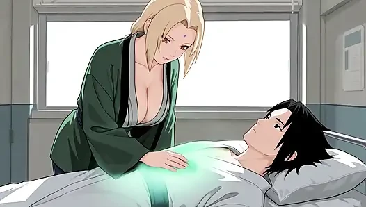 Tsunade sasuke'nin ayakla muamele, vajinal ve anal ile iyileşmesine yardımcı oluyor! Naruto Sansürsüz Hentai