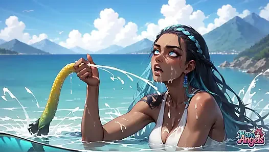 Mavi saçlı tanrıça: okyanus kremi damlayan mutluluk