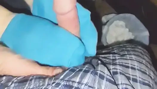 Seksi mavi no show bilek çorap çoraplı mastürbasyon elle muamele boşalma