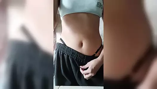 Hot TEEN 18 schoolgirl in thong with perfect tits before going to class