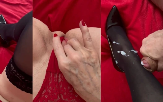 Arzuya bağlı: orta yaşlı seksi kadının erotik boyun eğme ve tatmin dansı