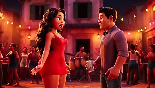 Büyük götlü ateşli ince favelada pagode'da çılgınca dans ediyor masada soyunuyor ve sonra karanlık sokakta işemek için çömeliyor