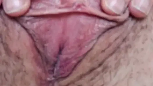 Look at mommy's hairy pussy open, honey.