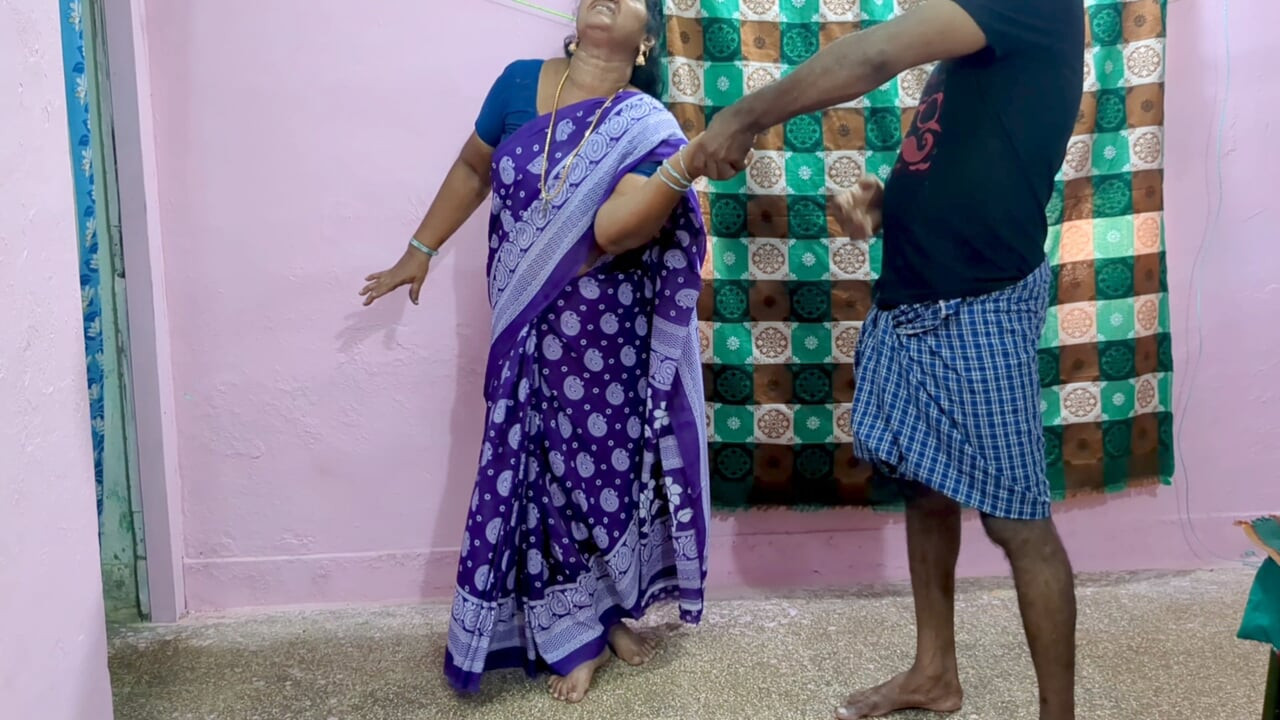 Stepmother and stepson have sex while standing