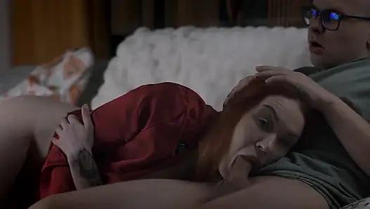 Step Mom Takes a nap While Step Son Uses Her Mouth & Pussy on Christmas