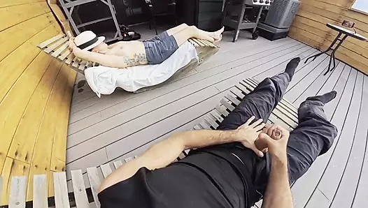 Dickflash Roof Adventure: Part 2 a Little Redhead Slut Gives Me Fast Cumshot on Her and While Her Boyfriend Waits