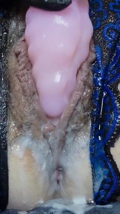 MILF Closeup Big labia Hairy Pussy - Buttplug & Dildo Solo | Clip 2