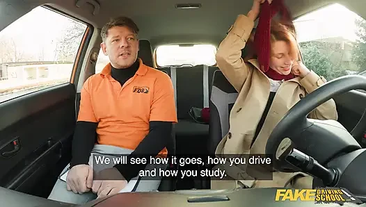 Kızıl saçlı sürücü kursu ofisinde sikiliyor - fake driving school