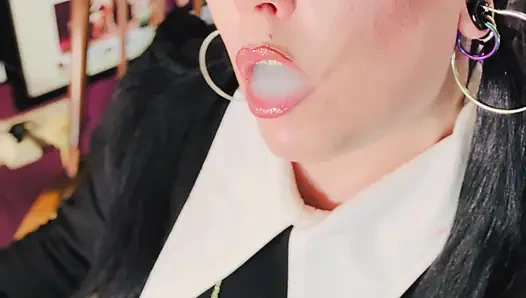 Wednesday Addams Smokes A Cigarette For Her Ghouls! Tina Snua Smoking A Cork Cig - OMI Snap Inhales OME Drifting