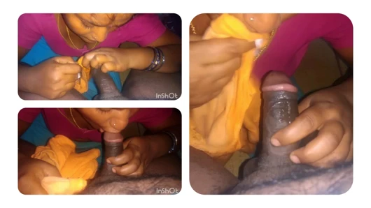 Ateşli Tamil ev hanımı genç adamın yarağıyla sakso çekiyor