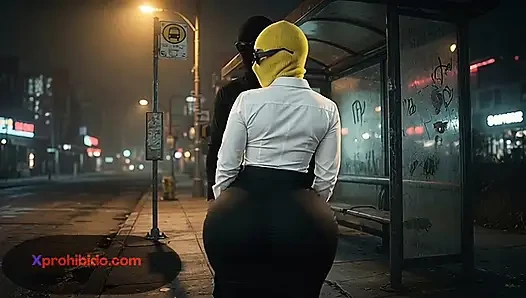 Big Ass Woman Twerking at the Bus Stop