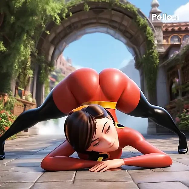 AI. Generated- elastigirl incredibles futanari dildoyla sokakta mastürbasyon yapıyor