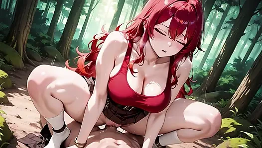 Ateşli kızıl saçlı bomba tutkulu orman sikişi - etek ve beyaz çorap damlayan