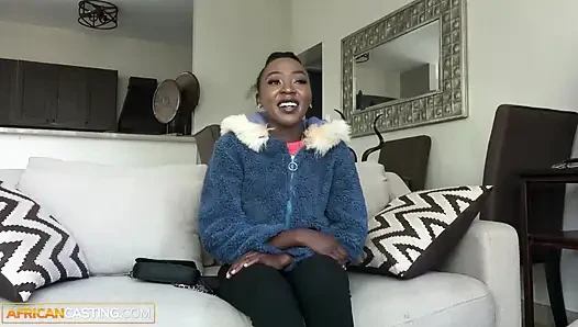 This HOMESCHOOLED EBONY TEEN said her parents were strict... ended up stretched wide on my couch