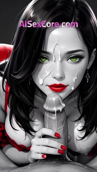 Noir Vixen kırmızı elbise içinde vahşi bir şekilde gezerken kremsi döl mükemmel göğüslerine boşalıyor (AI) | Klip 2