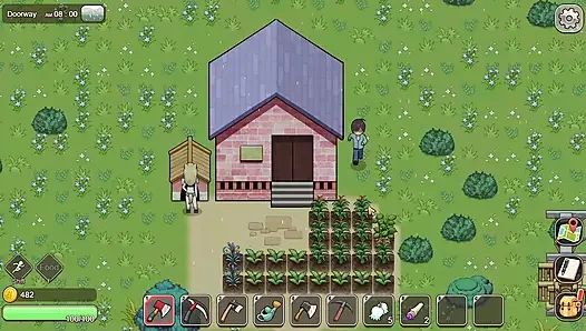 Village Rhapsody - inek bir kızın edepsiz büyük göğüslerini sağıyor