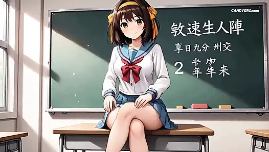 Bir okul sınıfında çifte penetrasyonlu grup seks (yapay zeka)