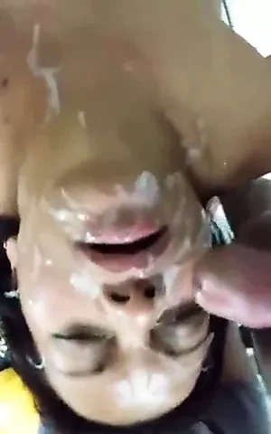 Indonesian maid gets cum on her face after gangbang