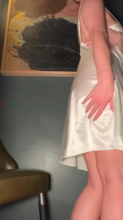 Big Ass Lady in White Satin Dress Gets Cum Dripping Pussy - Barefoot, Projectfundiary