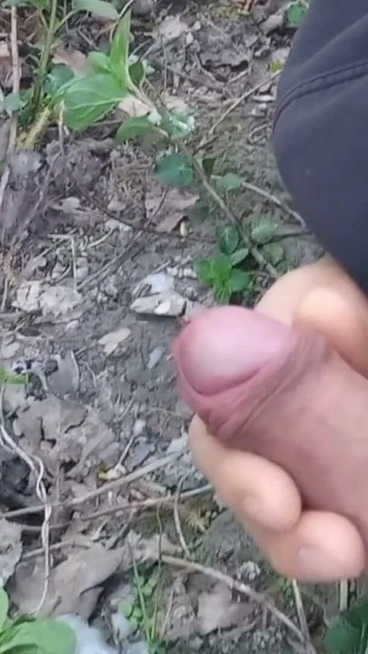 Cock exposed through the pants fly, this cute gay boy, humping, precuming, cumming, cleaning sperm on dick outdoors… | Clip 1
