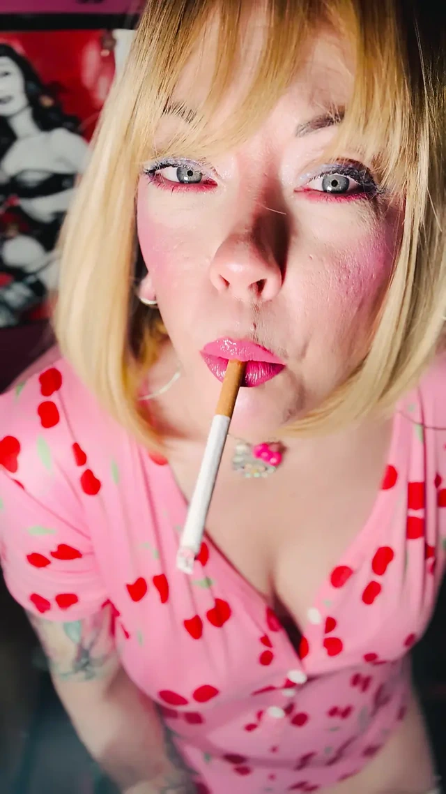 All Dangles! A Cute Tina Snua Dangling A Cigarette & Hard Smoking