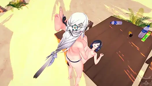 Yelan x Shenhe at the beach (genshin impact) P3 SEX