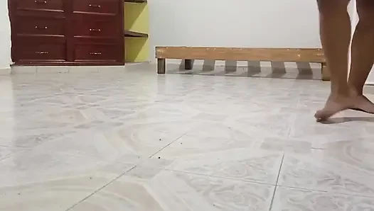 Chubby Neighbor Cleaning Her New Apartment