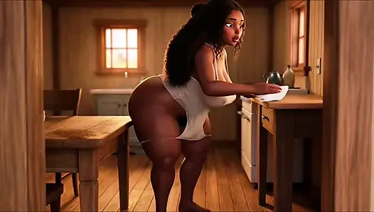 Muhteşem düzgün vücutlu siyah köylü kadının şehvetli doğal samimi günlük rutini huzurlu kırsal kırsal yaşam