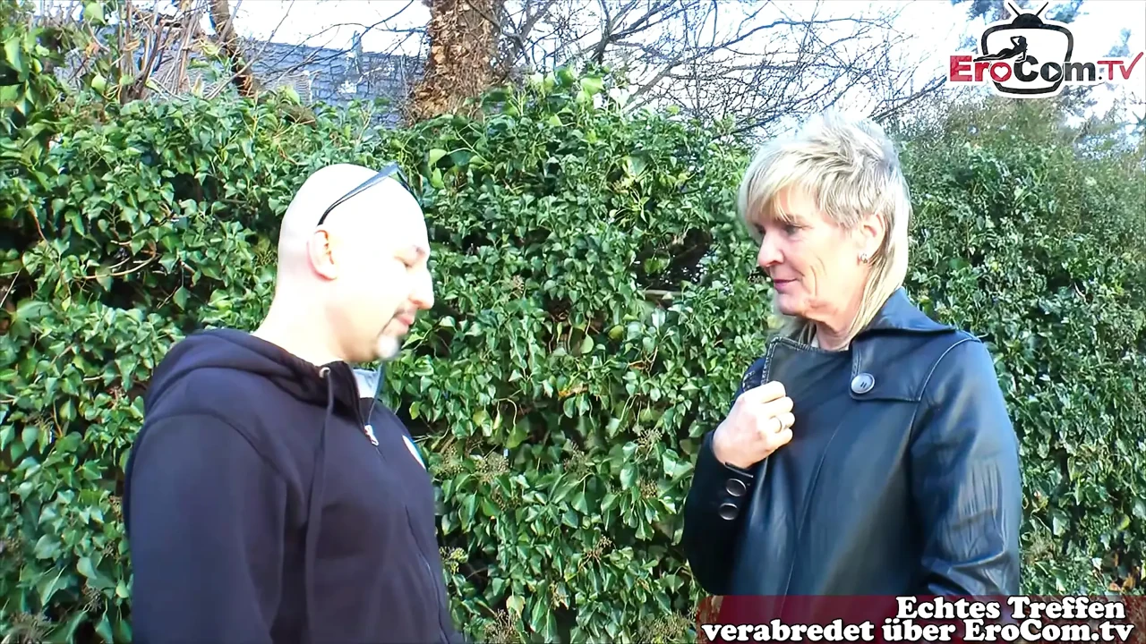Old German woman is persuaded to have sex on the street
