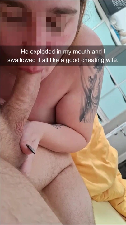 Hubby was powernapping upstairs... I couldn't resist sneaking down for a quick, sloppy blowjob in the main bed