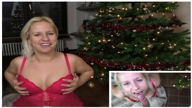 BORIS SCHWARZ: 53yo Daddy Unwraps Blonde Santa, Fucks Her Under Xmas Tree & Pumps Cum Down Her Throat