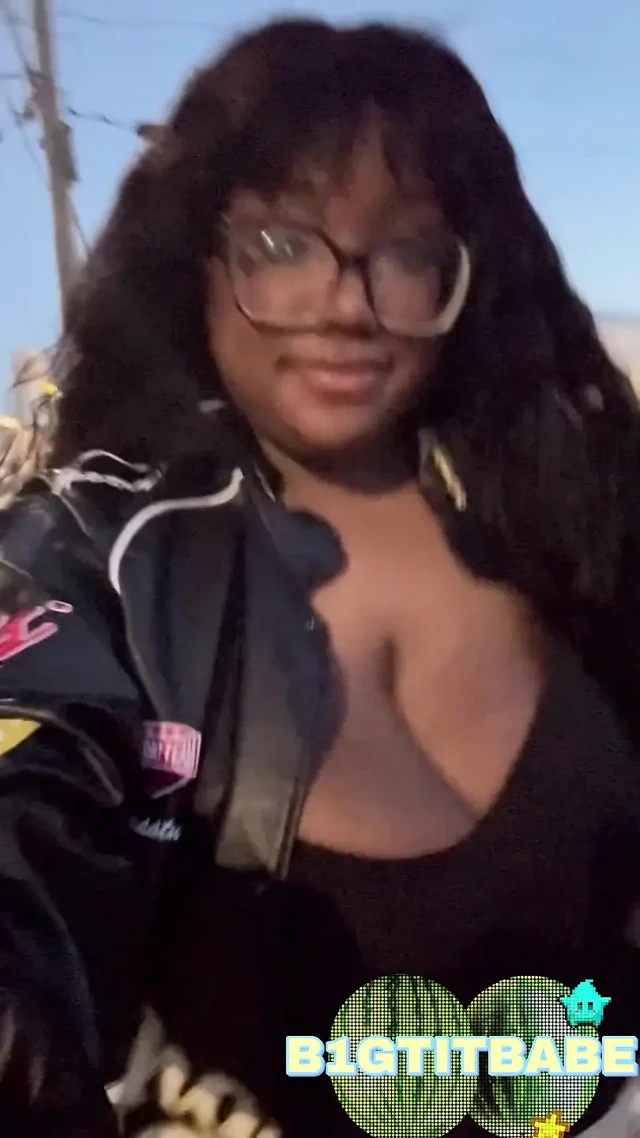 Huge tits outside almost caught+ walking around