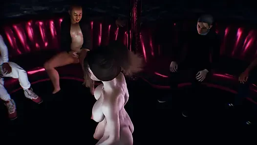 Seksi Asyalı kız striptiz kulübünde çıplak dans ediyor