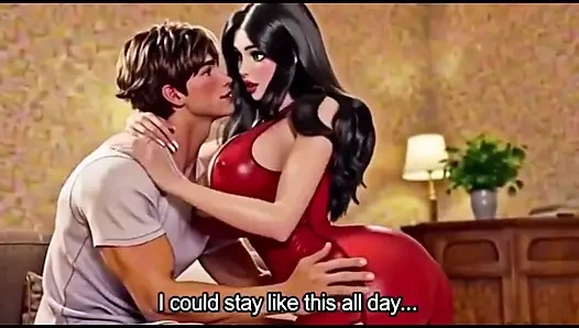 Seksi üvey anne genç üvey oğlunu büyük göğüsleri ve götüyle baştan çıkarıyor