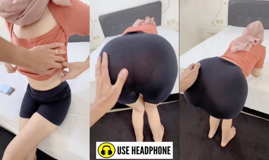 Awek tesettürlü yatak odasında başkasının kocasıyla seks, Malezyalı tesettürlü kız döllene kadar inliyor.