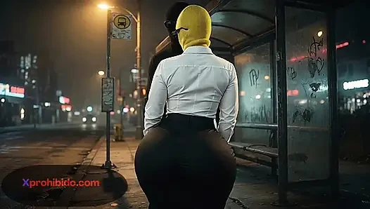 Big Ass Woman Twerking at the Bus Stop