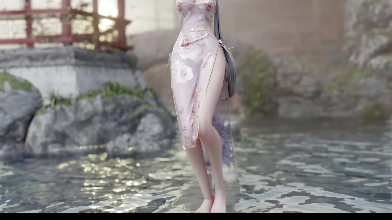[MMD] ev dansı zayıf ses luo tianyi patlayıcı göğüsler müstehcen desenler siyah ipek