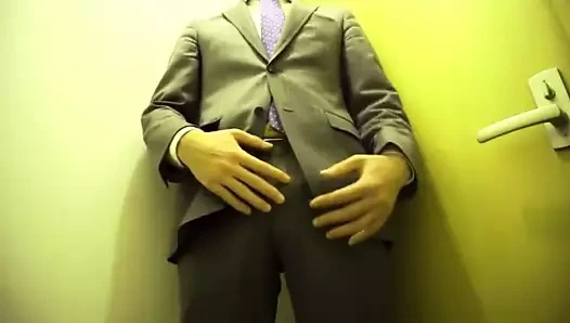 Standing jerk off in suit