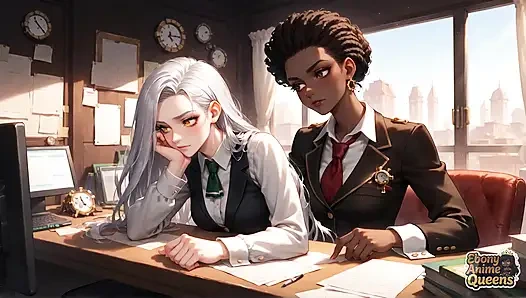 Ateşli zenci uyumu ve karanlık tatlı ofis hakimiyeti!