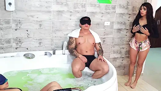 CUCKQUEAN! Her cheating husband is fucking the babysitter in front of her!