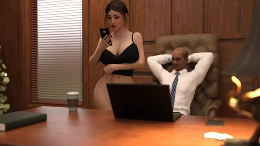 Üvey kız kardeş ve eski ofis patronu eğlencesi