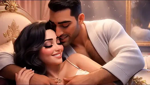 A Muslim man and a Jewish wife, with her cuckold  Christian husband watching her being fucked.